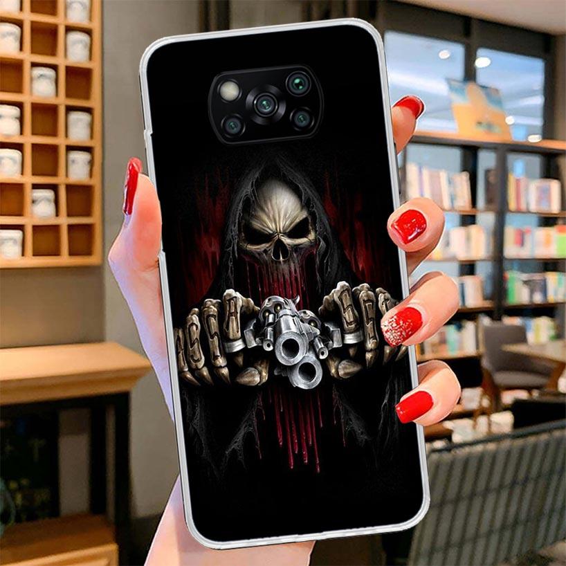 Reaper Skull Skeleton Gun Cover Phone Case For Xiaomi Poco F7 Ultra X7 X6 X5 Pro M7 Redmi 15C 15 13C 13 12C 12 10C 10 9A 9C 9T 9