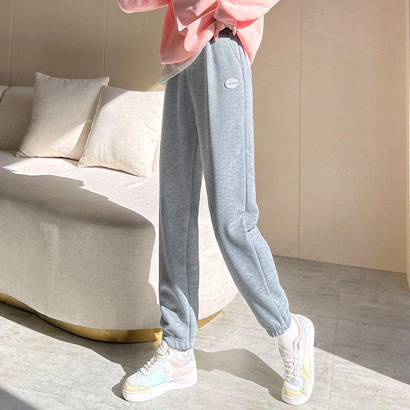 

Вафельные спортивные штаны женские весенне-осенние корсетные повседневные спортивные штаны с высокой талией шаровары