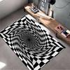 Optical Illusion Spiral Checkered Rug Non-slip Rug Suitable for Living Room and Bedroom Sofas