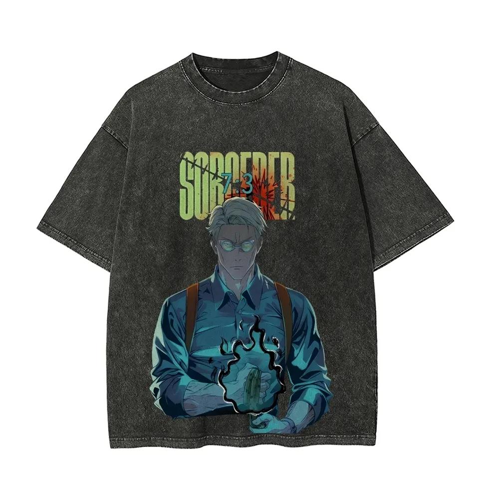 T-shirt Choso Manipolazione del Sangue Jujutsu Kaisen Maglietta Lavata Vintage Oversize Retrò Anime Harajuku Streetwear Manga Abbigliamento Uomo