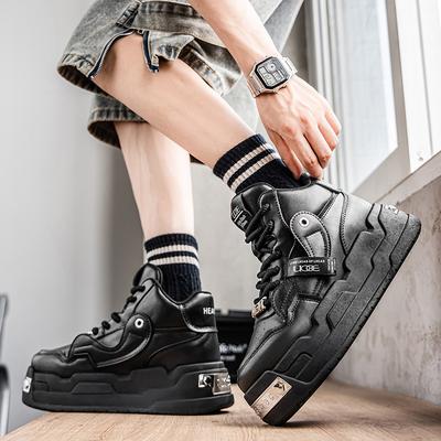 Chunky Sneaker Men Designer Soft Sole Board Shoes Fashion Casual Leather Fabric Breathable Height Increased Platform Sport Shoes