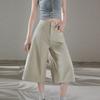 Vintage Washed Distressed Wide Leg Cropped Capri Denim Shorts For Women Straight Eight Points Pants  Versatile Slimming AllMatch Casual Bottoms
