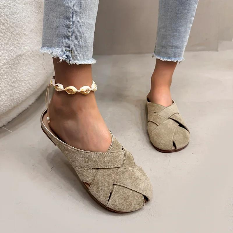 Women Flats Slippers Casual Slingback Mules Shoes Cozy Woman Sandals 2025 Summer Designer New Trend Brand Dress Mujer Zapatillas