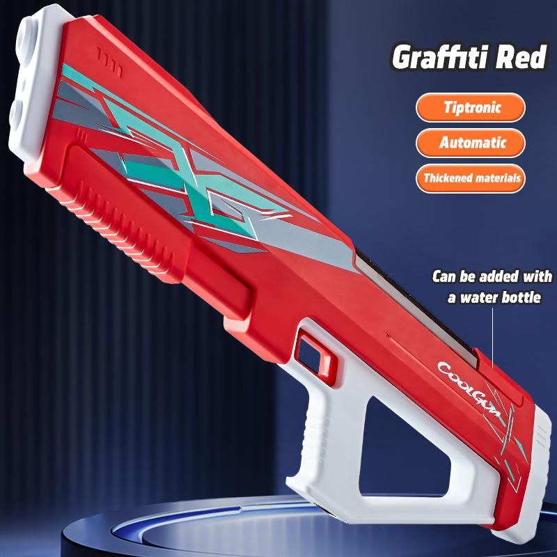 

Большой электрический водный пистолет с автоматическим управлением для детского аквапарка, непрерывные водные бои и пляжный игрушечный водный пистолет красный