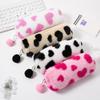 Cartoon Plush Pencil Case Leopard Print Storage Bag Cute Pencil Pouch  Students