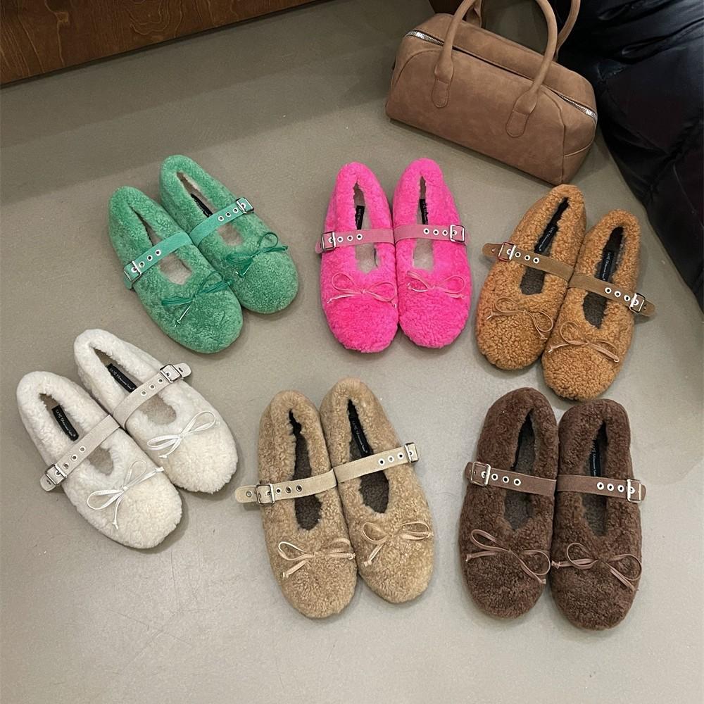 

2025 autumn and winter new round head matte casual velvet warm Doudou pregnant women s ballet soft-soled single shoes 40 кофейный