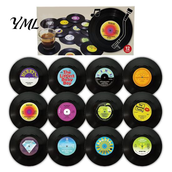 Protective Wood Mats for Tea Cups Retro Elk/Vinyl Record Coasters, Decorative Wooden Cup Mats, Insulated Table Wear Resistant Thermal Transfer