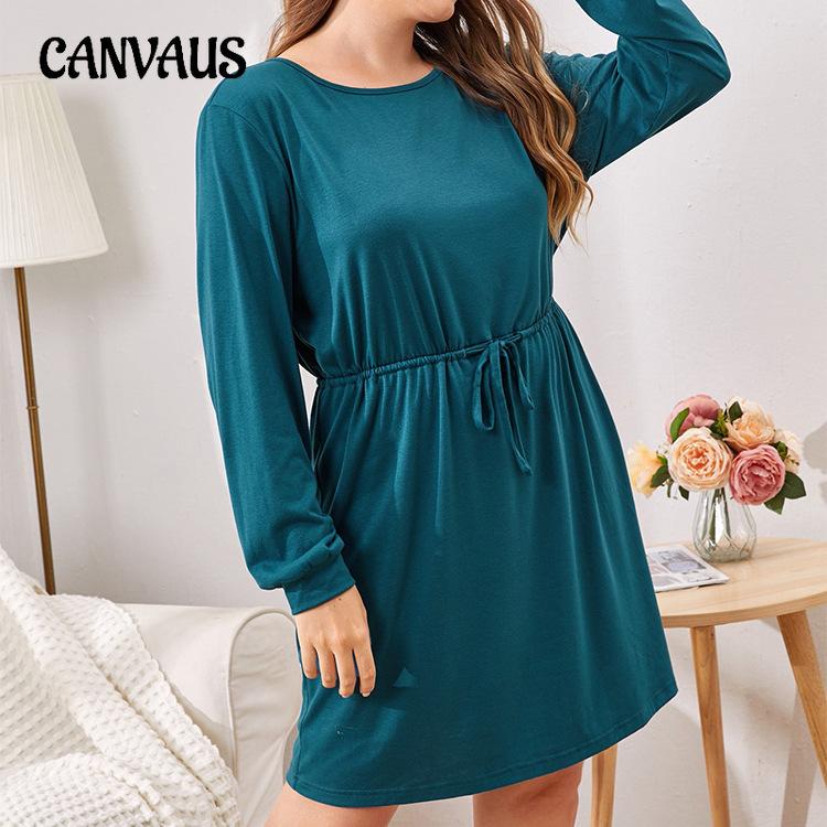 

Осенне-зимнее ночное платье большого размера, женское платье с длинными рукавами, модное домашнее платье для сна с круглым вырезом и галстуком