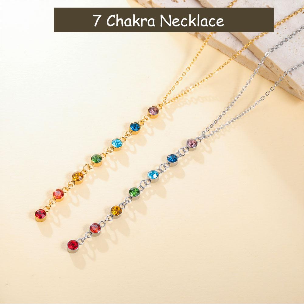 Cazador Stainless Steel 7 Chakra Rhinestones Necklaces for Women 2026 Yoga Meditation Jewelry Necklaces Birthday Gift 2026 New