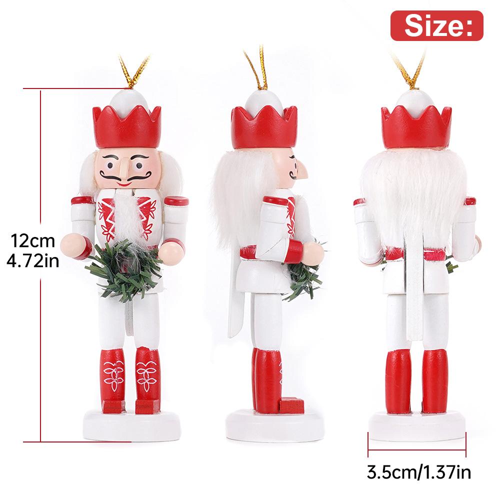 10Pcs/set 12cm Nutcracker Puppet Christmas Tree Pendant Wooden Handicraft Soldier Home Desktop Ornament Xmas New Year Decoration