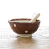 Fukubeya Retro and Cute Polka Dot Sesame 18cm with Pestle Rustic Ceramic Design That Blends In with Your Kitchen Polka Mortar, Diameter, - (Ame-Tea