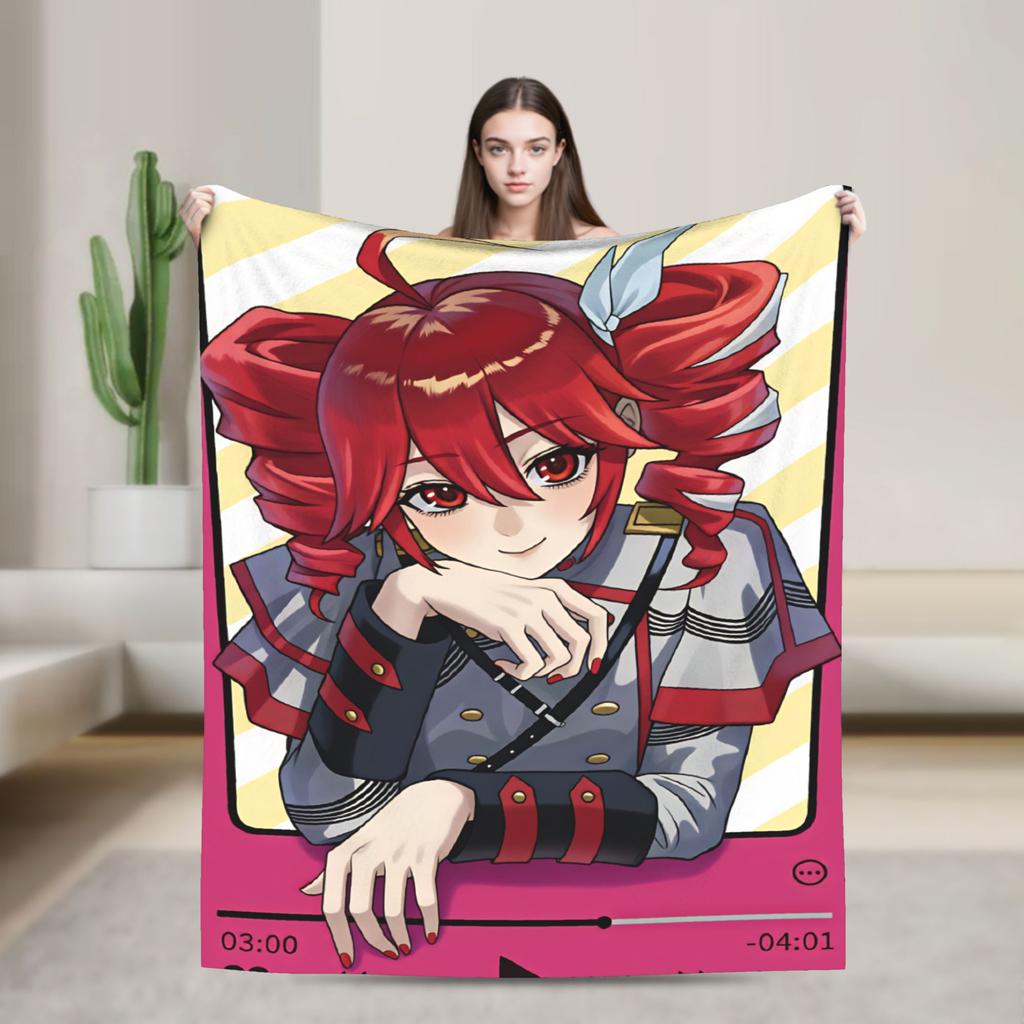 Soft Warm BlanketBoy Girl Camping Kasane Teto Character Throw Blanket Flannel Bedspread For Couch Street Trend Sofa Bed Cover