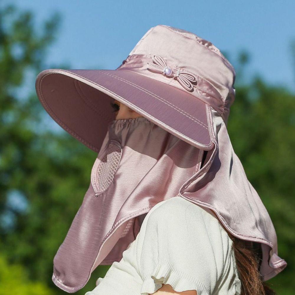 Wide Brim Sunshade Sun Hat Lightweight Neck Flap Hat Women Picking Tea Hat  Outdoor Activities