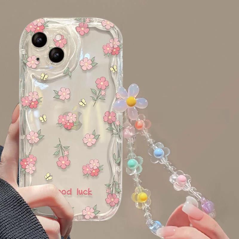 Flower Bracelet Case For VIVO Y19S Y17S Y28S Y03 Y28 Y21 Y19 Y17 Y11 Y20 Y22S Y02S Y76 Y35 Y36 Y50 Y77 Y78 Plus Y33T Y33S Y21S