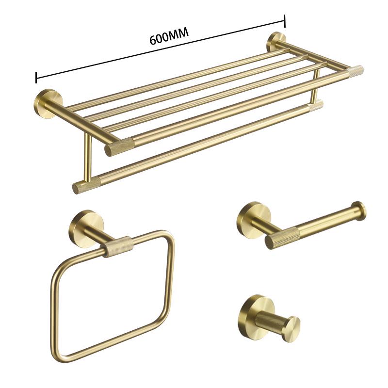 European Luxury Brass Bathroom Set: Knurled Towel Bar, Tissue Holder, Coat Hook, Toilet Brush, Soap Dispenser, Towel Ring.