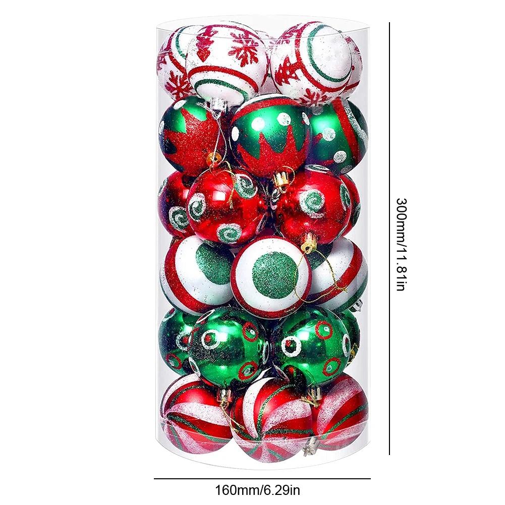 30Pcs Christmas Ball Christmas Tree Decor Ornaments 6cm Size Home Decor Xmas Hanging Tree Pendants New Year Ball Accessories