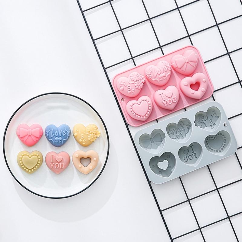 2lots Food Grade Heart Shape Silicones Molds 6 Holes Love Valentines Candy Molds For Candy Resins And Candle Making