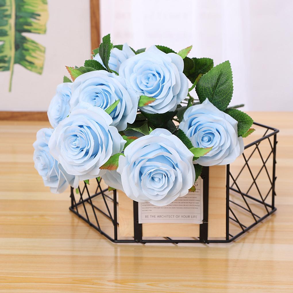 10 Heads Artificial Rose Flower Fake False Blossom Floral Wedding Bouquet Table Home Decor