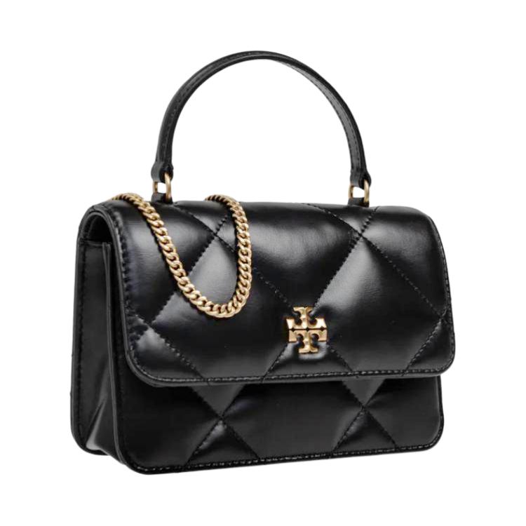Tory Burch Kira Diamond Quilted Chain Shoulder Bag Magnetic Closure Leather Mini Crossbody Handbag Women Handbags Black 158326-001