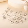 Ring, Fashion Leaf Wave Multi-Layer Cross Hollow Opening 21 Piece Set Ring
