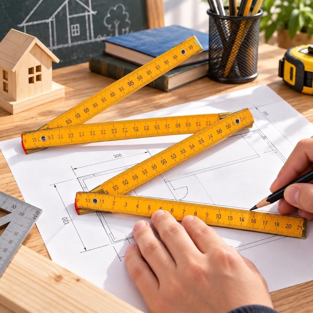 2pcs Five Fold Design Folding Yard Stick Portable Design Folding Measuring Stick For Carpenter