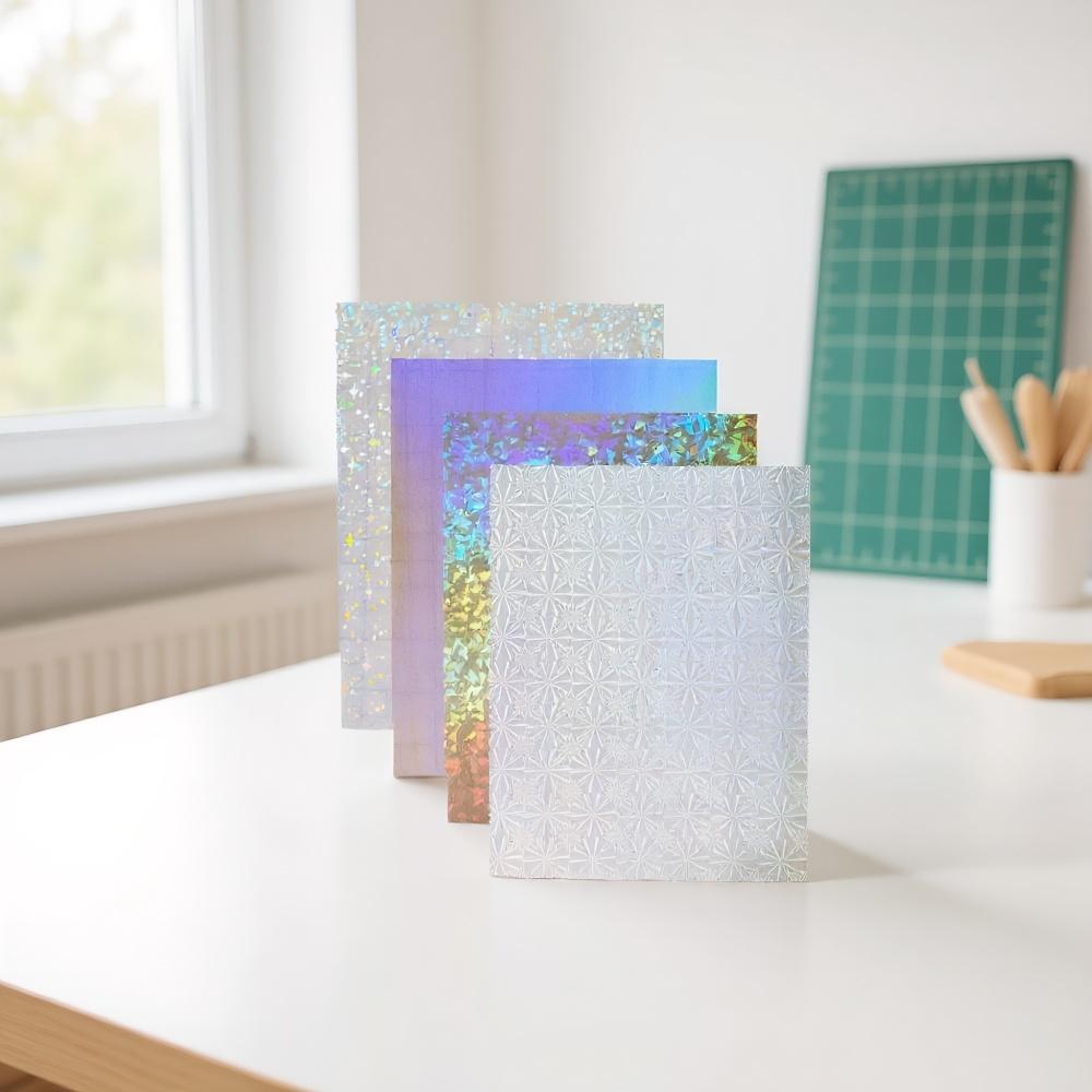 5Pcs A4 Holographic Lamination Film Clear Waterproof Holographic Vinyl Stickers Paper Transparent Laser Cold Lamination Film
