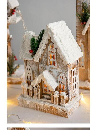 Luminous Wooden Cabin Christmas Decoration Ornament for Shopping Mall Windows