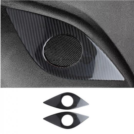 Pair Carbon Fiber Car Inner Rear Speaker Panel Cover For Chevrolet Camaro 16-19