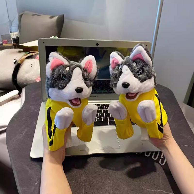 Boxing Husky Hand Puppet Interactive Stuffed Plush Glove Toy for Children Holiday Gift Role Play Activity