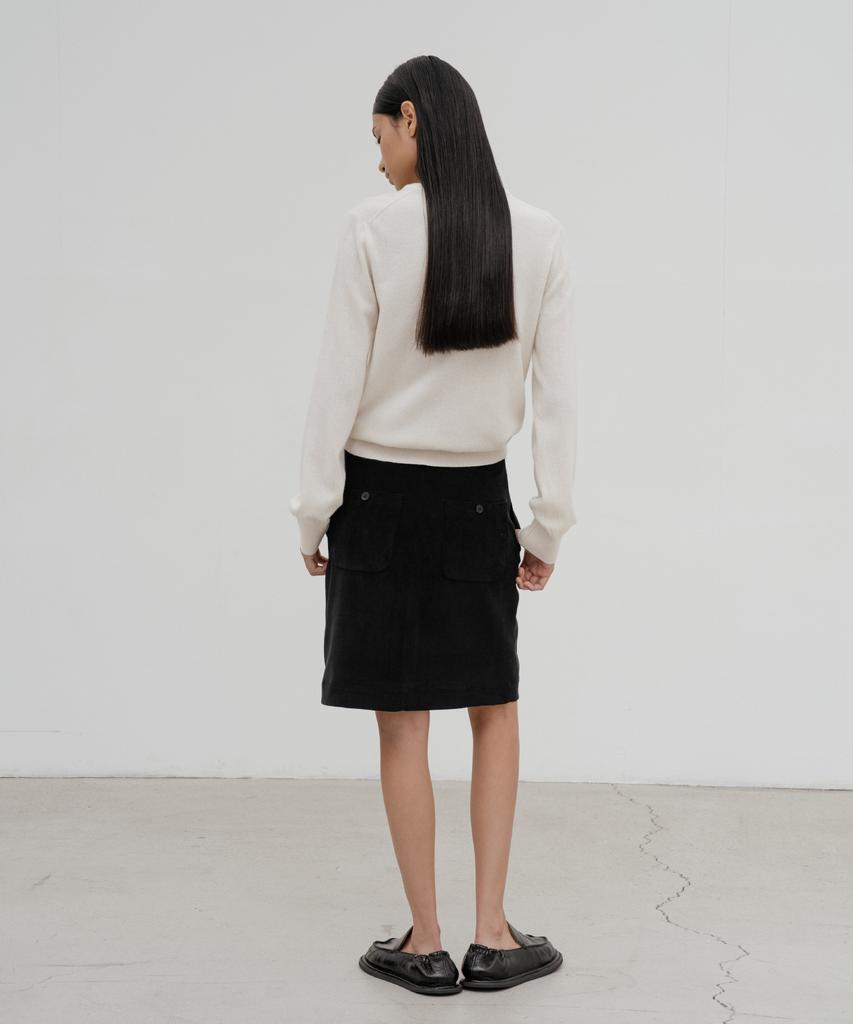 D Noah Braided Corduroy Skirt (Black)