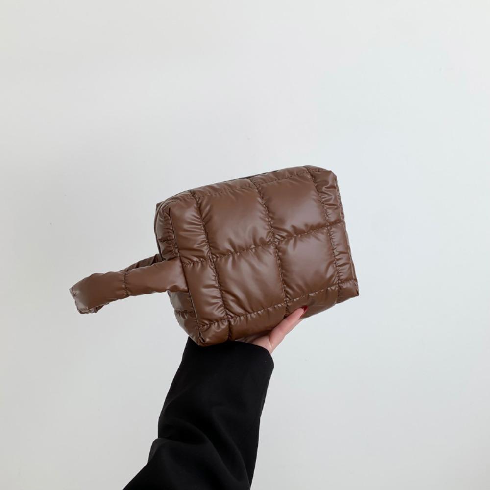 Fashion PU Cosmetics Storage Bag Large Capacity Travel Small Square Bag Handheld Makeup Bag Lady Wallet