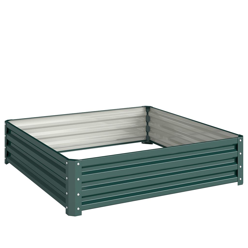 Square Raised Garden Bed Box with Weatherized Steel Frame for Vegetables, Flowers, & Herbs, 120 x 120 x 30cm, Green