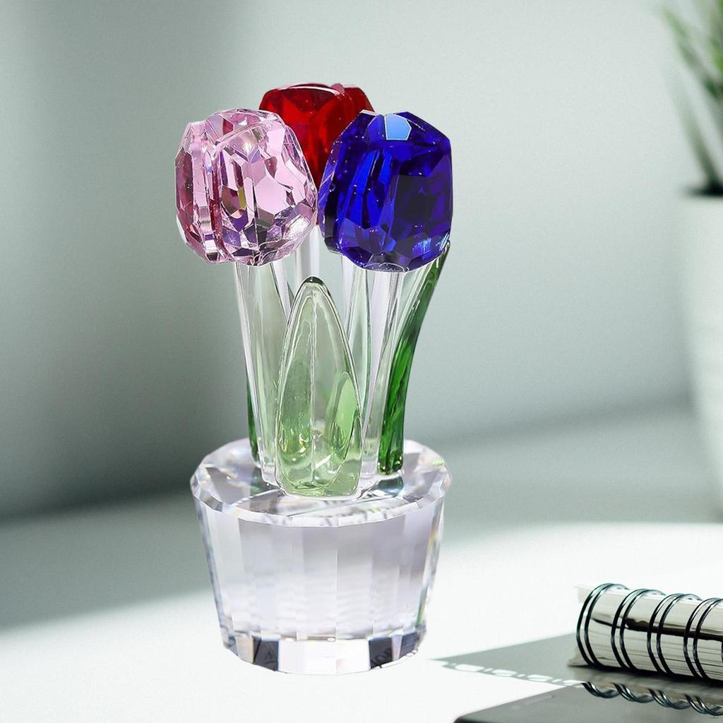 Crystal Craft Ornament Simple Style Desktop Living Room Decoration Flower Gifts