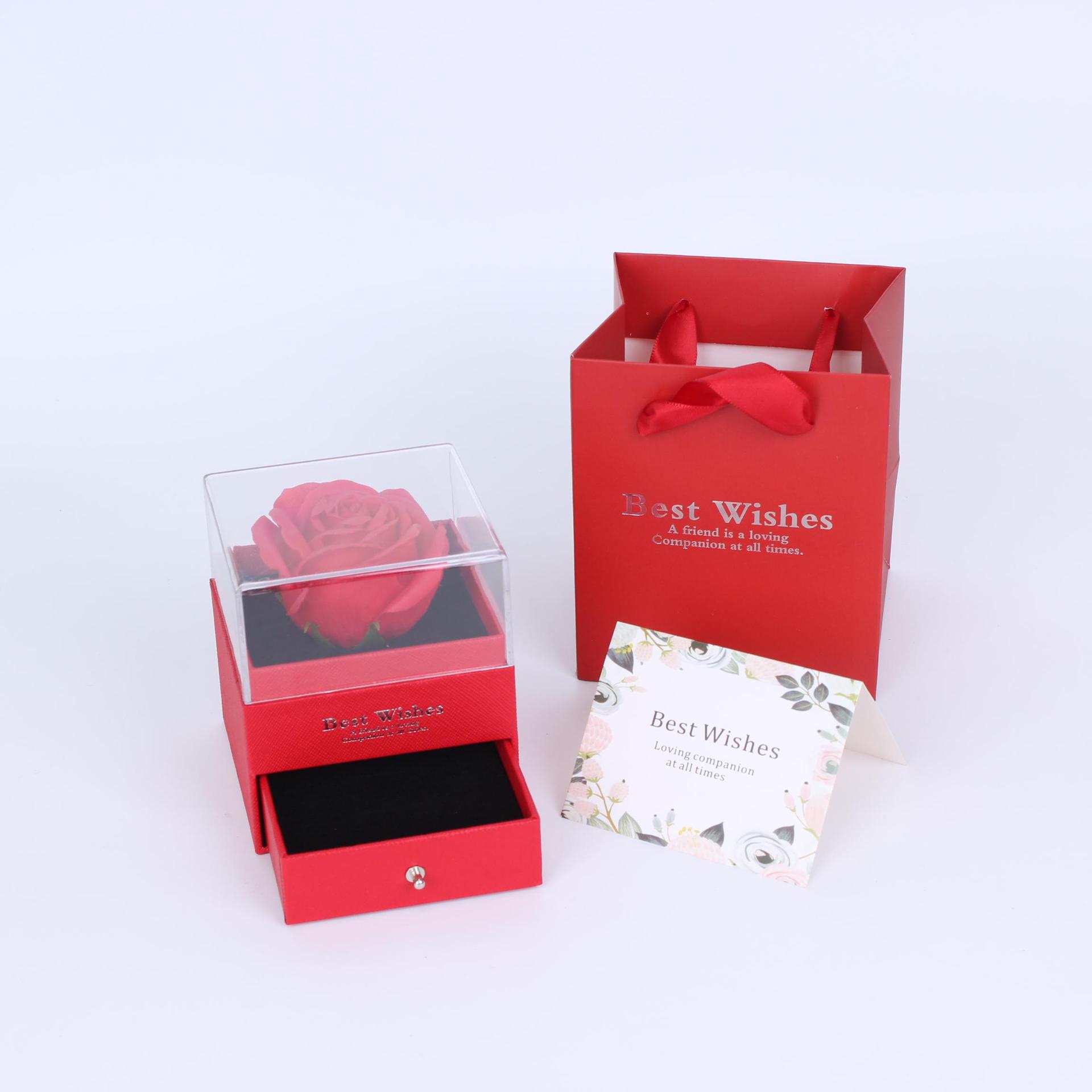 

520 Valentine s Day Transparent Acrylic Rose Jewelry Necklace Gift Box Preserved Flower Lipstick Perfume Packaging Box FOR PICTURE красный
