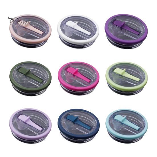 40oz Tumbler Flip Straw Lid Replacement Leak-Proof Splash Resistant Cover for Cup BPA-Free Reusable Glass Lid with Folding Straw