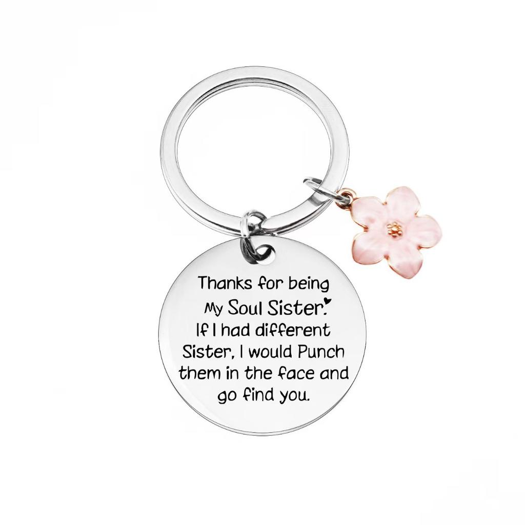 Stainless Steel Grateful Mothers Day Birthday Gift DIY Small Accessories Creative Keychain Stainless Steel Keychain for Backpack Bag Pendant