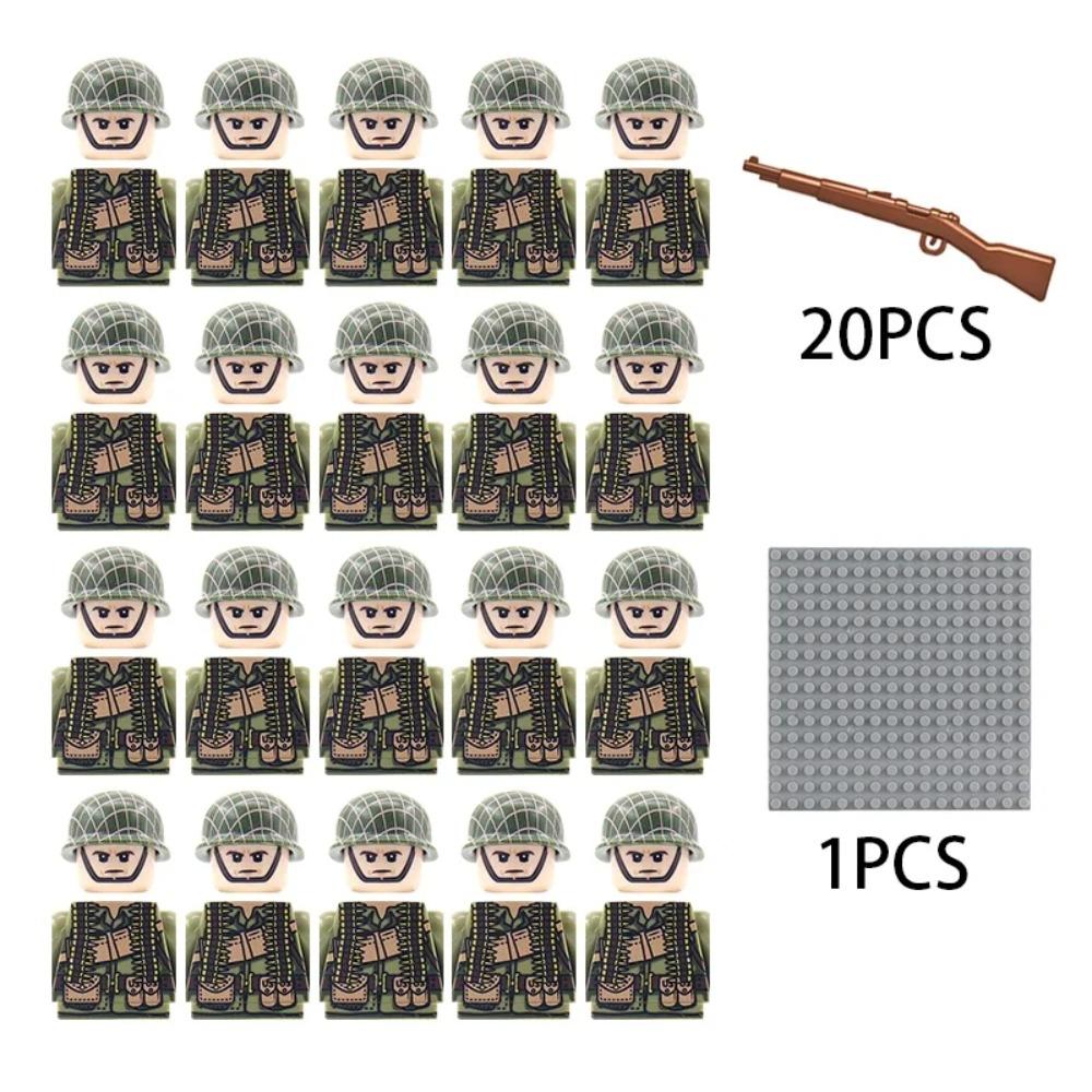 Kinderbausteine Chinesisches Spielzeug Neuer WW2 Soldat Militär Armee Mini-Puppen Nationales Bündnis Offizier Gewehrriemen Spielzeug Großhandel