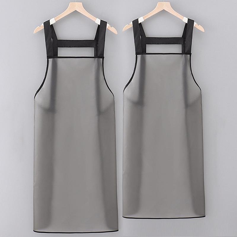 Tablier de Cuisine Imperméable Ménager Tpu Résistant à l'Huile Tablier de Travail Noir Transparent Anti-Salissure Tabliers de Nettoyage