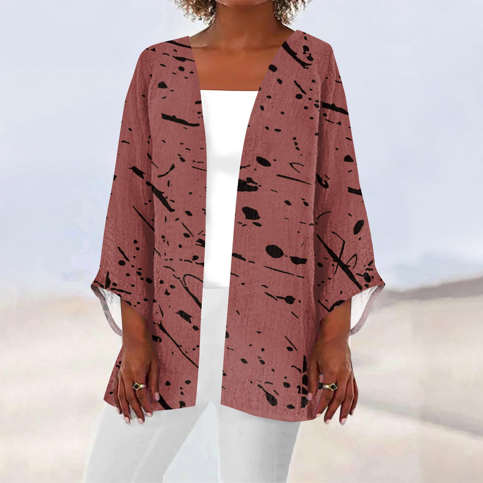 

Женская повседневная модная легкая куртка средней длины с принтом, кардиган M