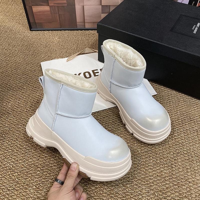 Флисовые зимние ботинки женские осенне-зимние флисовые утолщенные теплые ботинки на толстой подошве, женские короткие ботинки 35