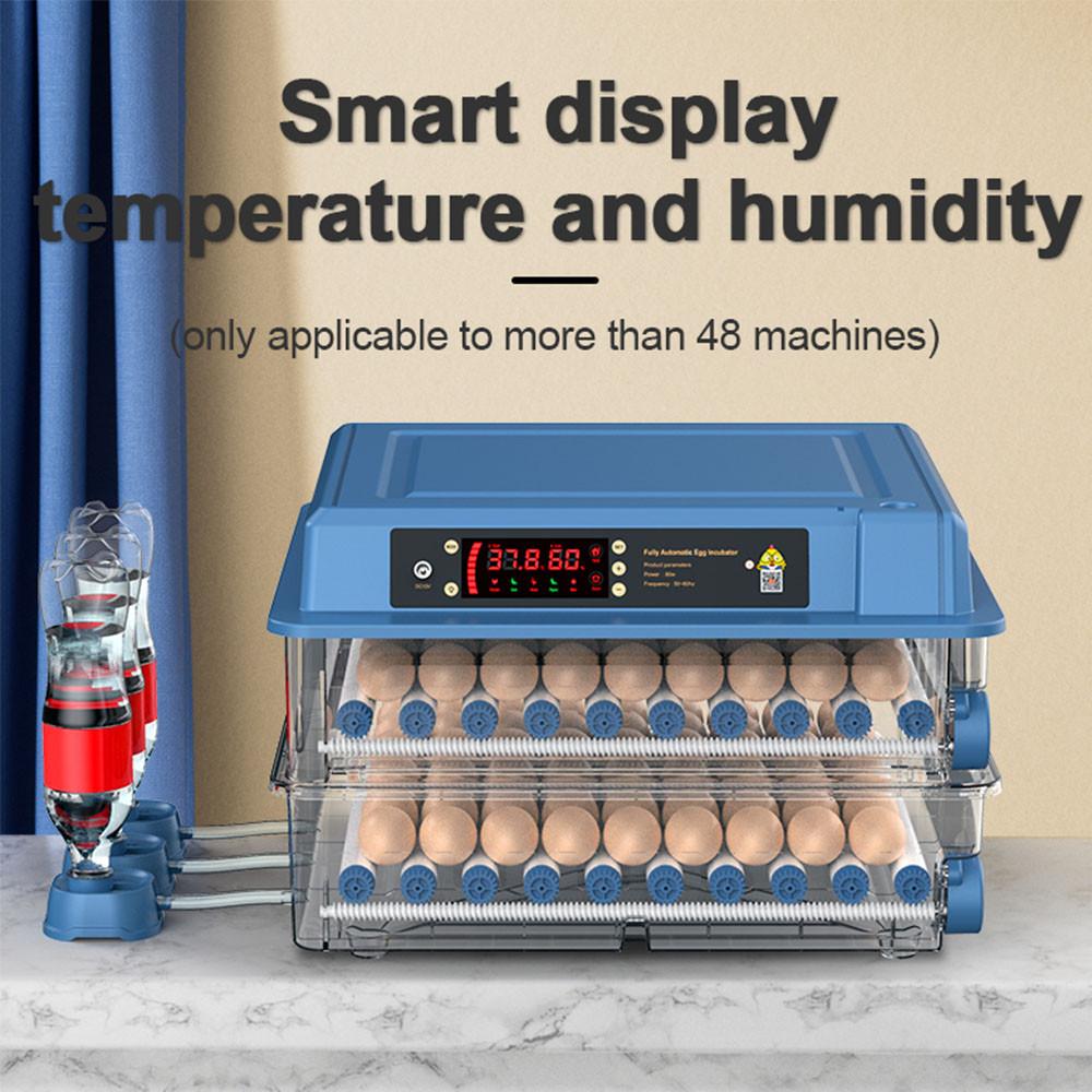 192/128/100/64 Eggs 3-in-1 Incubator Water Replenishment Adjustable Egg Tray Hatcher Machine Plastic Fully Automatic Temperature Control Incubator
