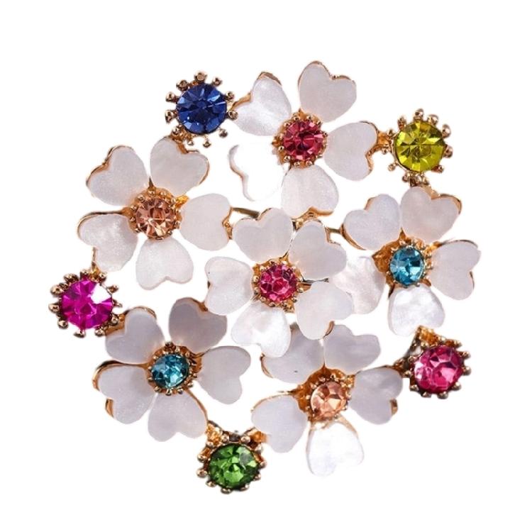 Rhinestones Embellishment Flower Shaped Brooch Unique Floral Shaped Lapel Pin Stylish Women Accessory for Coat Dress