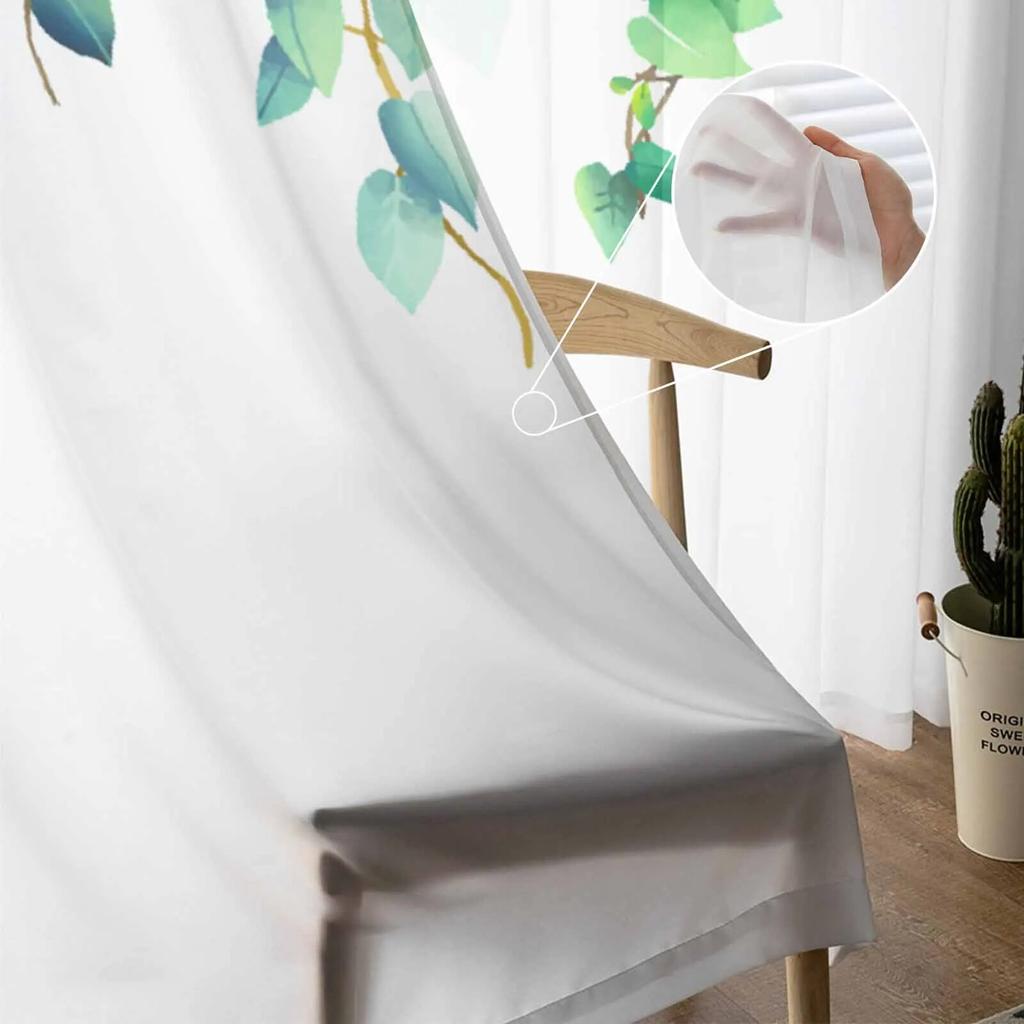 Pastoral Plants Flowers Tulle Curtains For Living Room Sheer Curtain For Bedroom Kitchen Blinds Voile Curtains