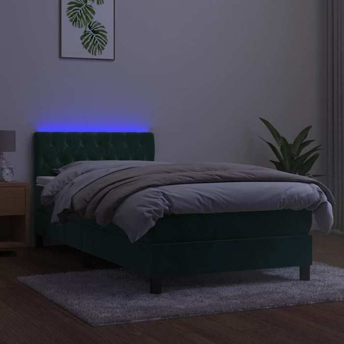 Maison Exclusive - Sommier à lattes de lit avec matelas et LED Vert foncé 90x190cm