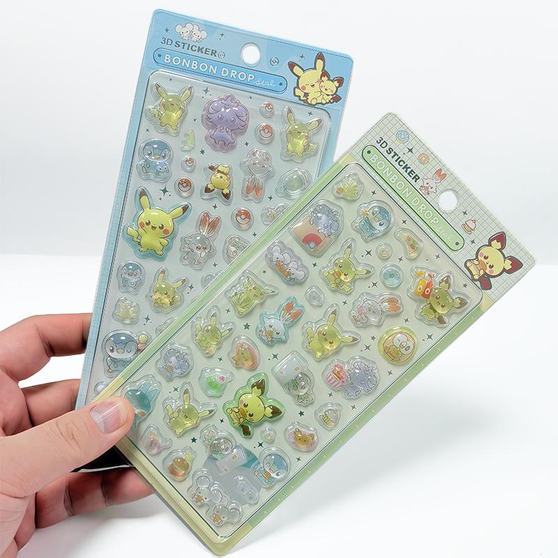 Cartoon Pokemon Pikachu 3D Stickers Cute Diy Mini Kawaii Puffy Stickers Scrapbook Laptop Phone Case Crystal Stickers