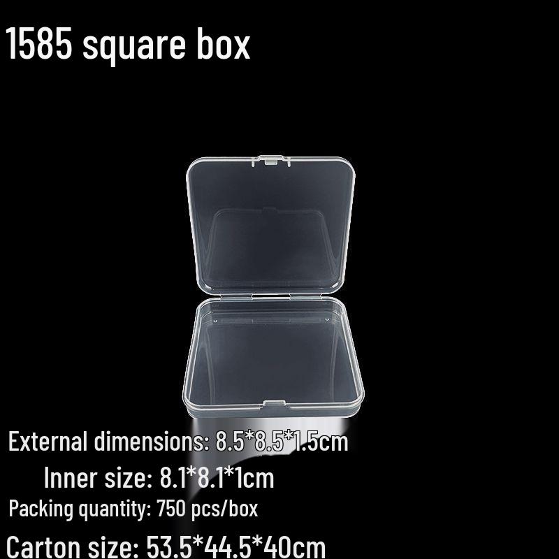 Square Transparent PP Plastic Storage Box for Electronics and Earbuds
