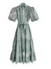 Lace Stand Collar Embroidered Patchwork Puff Sleeve Dress
