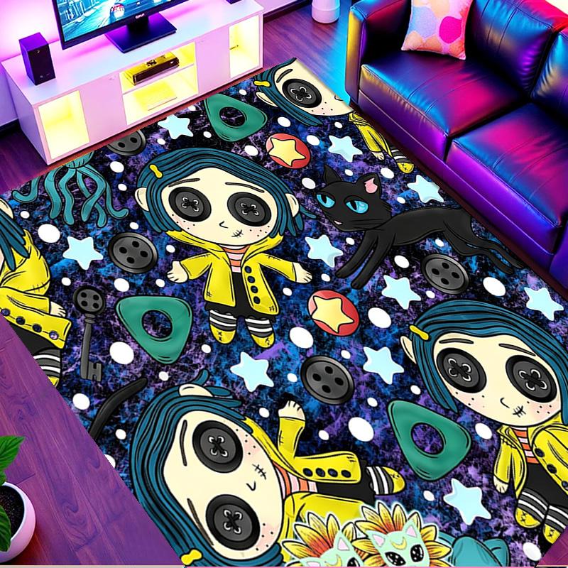 Coraline Print Rug, Washable Floor Carpet, For Entryway Dorm Laundry Room Office Study, Home Decor Birthday Christmas Gift
