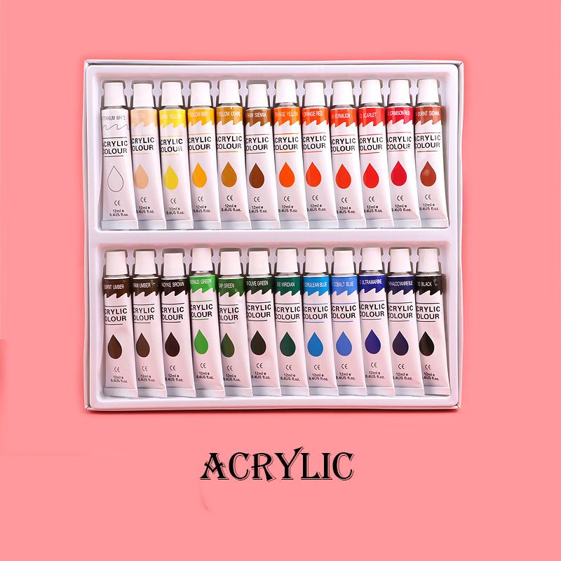 Acrylic Oil Watercolor Gouache Paint Pigment Set 12ML Drawing Supplies for Students and Beginners