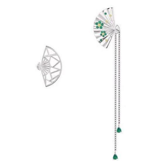 

Асимметричные серьги-веера из серебра 925 пробы - Высококлассные, подарок в новом китайском стиле для женщин серебряный